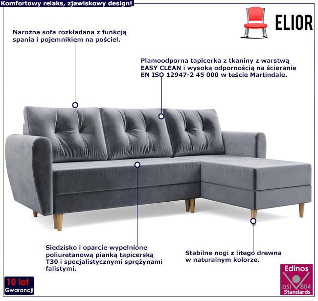 Kanapa narożna z funkcją spania Sinsiew 4X