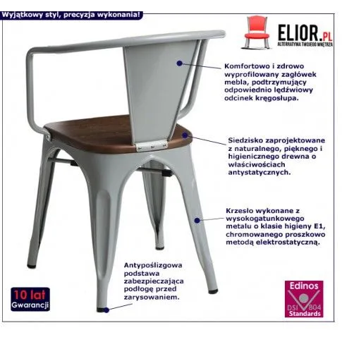 Fotografia Krzesło loftowe Maye - szare z kategorii Krzesła wg koloru/stylu