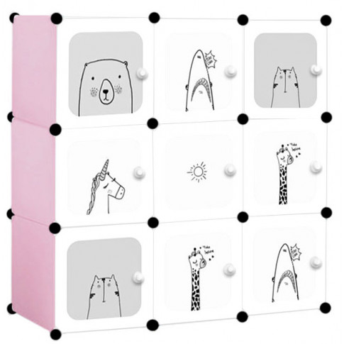 różowa szafka modułowa na zabawki do pokoju dzieciecego tori 4x