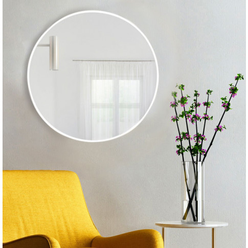 Białe lustro okrągłe łazienkowe nowoczesne scienne ekola