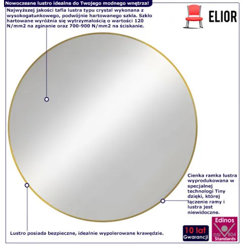 infografika złotego okrągłego lustra ekola