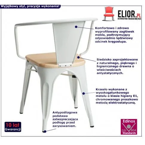 Fotografia Krzesło loftowe Maye - białe z kategorii Krzesła metalowe