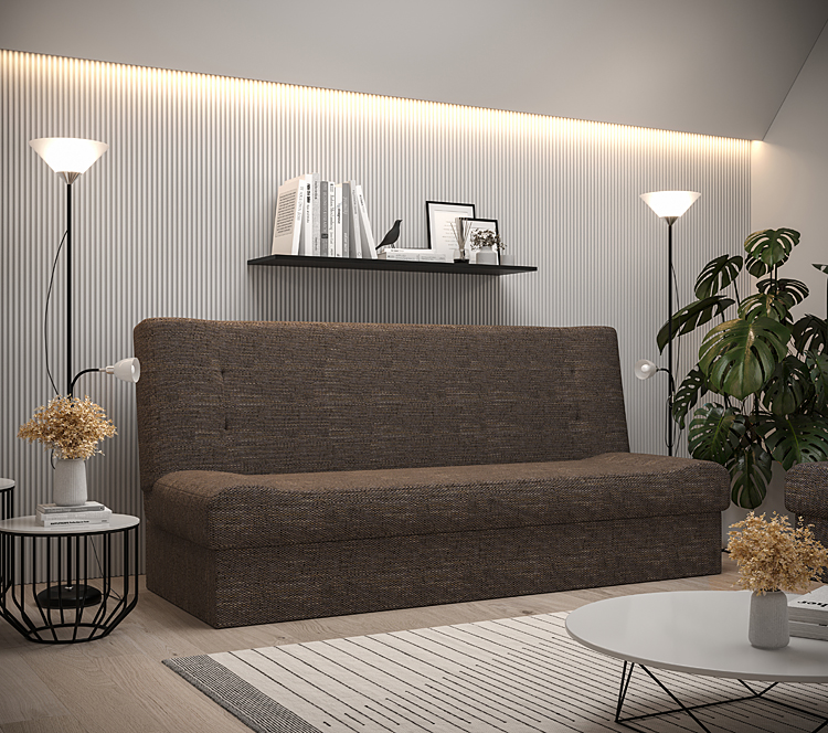 Aranżacja z rozkładaną wersalką z pojemnikiem Nigras