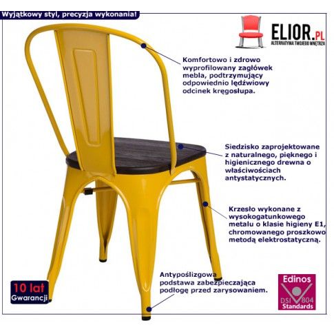 Fotografia Krzesło loftowe Kimmi 2X - żółte z kategorii Krzesła kuchenne