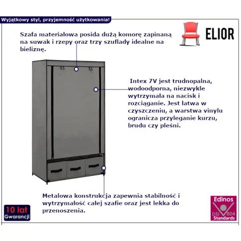 Nerimo szara szafa materiałowa