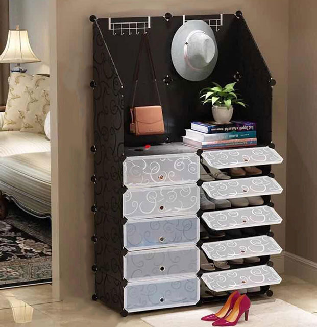 Wizualizacja szafki modułowej z wieszakami Nina Black