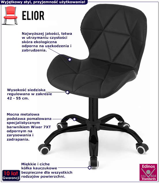 Infografika nowoczesnego fotela obrotowego tapicerowanego Infis 6X