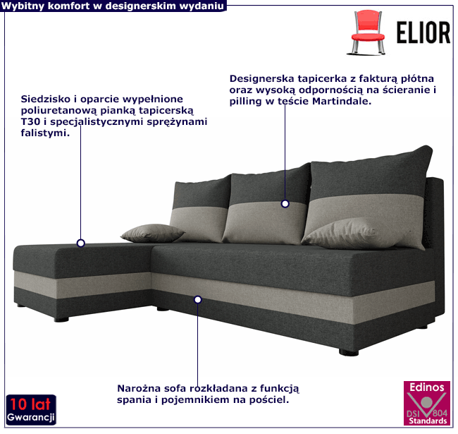 Narożnik rozkładany z funkcją spania Nomi