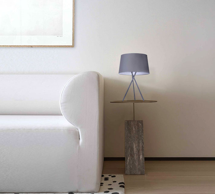 Szara minimalistyczna lampa stołowa z abażurem S913-Brila