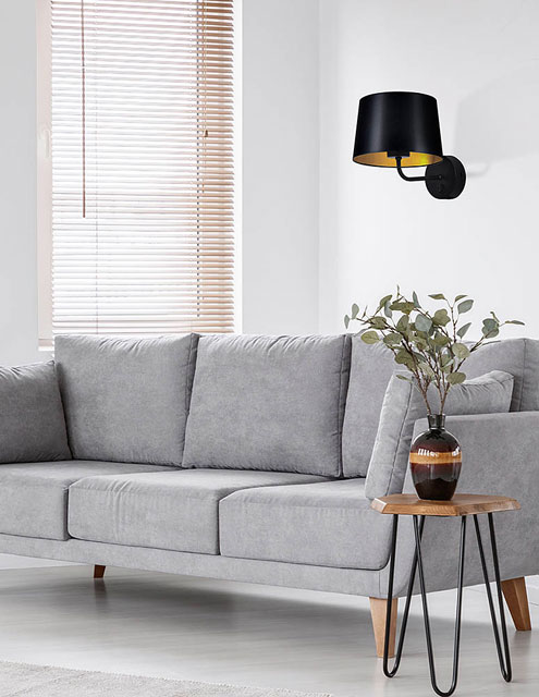 Czarno-złoty klasyczny kinkiet z abażurem S914-Sorgus