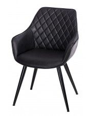 Czarne krzesło z pikowanym oparciem - Horus w sklepie Edinos.pl