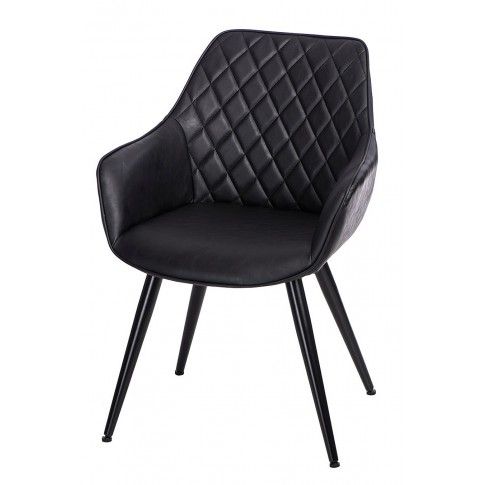 Zdjęcie produktu Krzesło pikowane z podłokietnikami Horus - czarne.