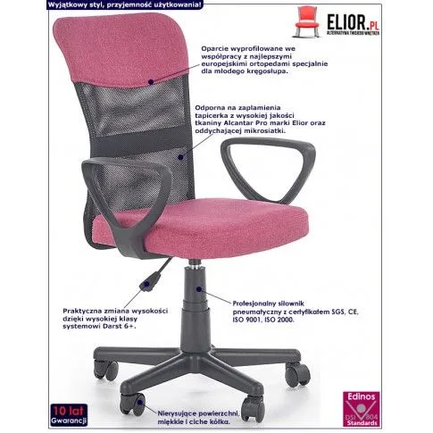 Fotografia Fotel dla dziewczynki Pessa - różowy z kategorii Siedziska dla dzieci i młodzieży