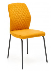 Musztardowe pikowane krzesło do salonu - Rimo w sklepie Edinos.pl