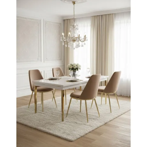 Beżowe krzesło welurowe w stylu glamour   Givero