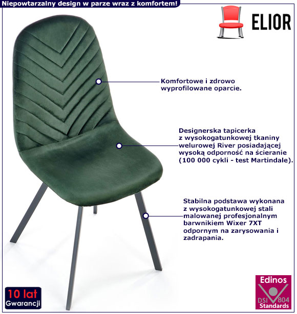 Zielone nowoczesne krzesło tapicerowane Xaros