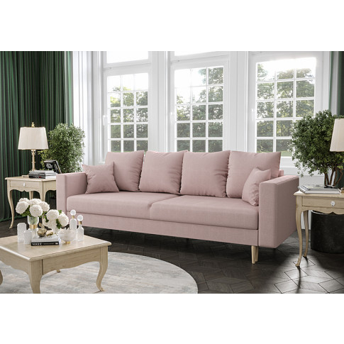 Wizualizacja aranżacji z różową sofą Diamante