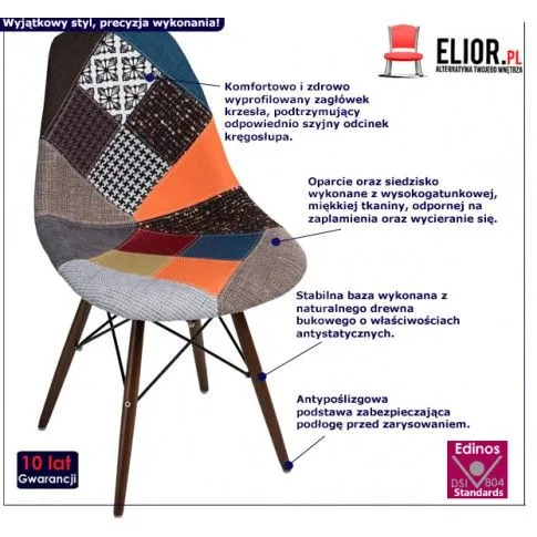 Fotografia Fotel patchwork Ensata - wielobarwny + ciemne drewno z kategorii Fotele wypoczynkowe