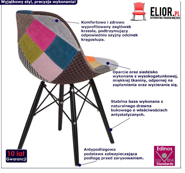 Piękny fotel Loko - patchworkowy