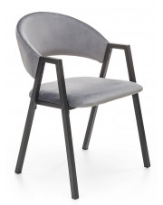 Szare nowoczesne krzesło tapicerowane welurem - Elores w sklepie Edinos.pl