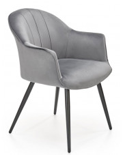 Szare welurowe krzesło tapicerowane - Irox w sklepie Edinos.pl