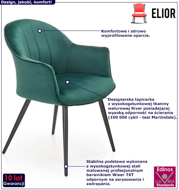 Zielone nowoczesne krzesło Irox