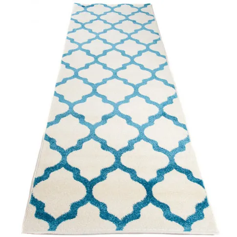 marokański biało niebieski chodnik dywanowy masero 3x