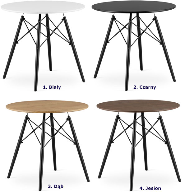 Dostępne kolory skandynawskiego stołu kuchennego Emodi 7x