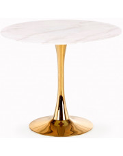 Okrągły szklany stół w stylu glamour marmur + złoto - Santiago w sklepie Edinos.pl