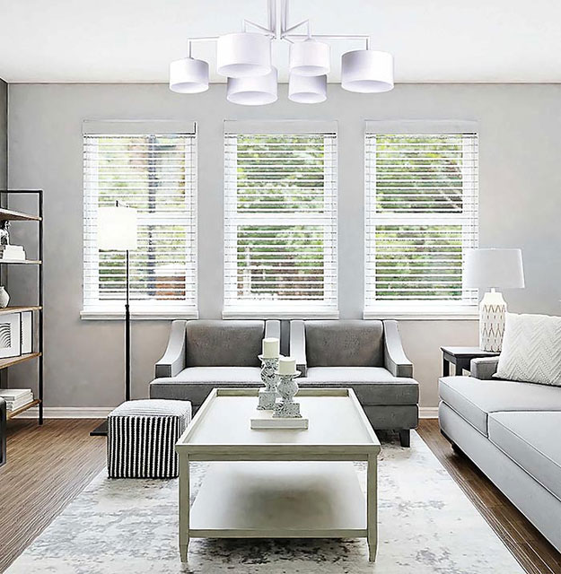 Biała lampa sufitowa z 6 abażurami różnej wielkości S964-Fario