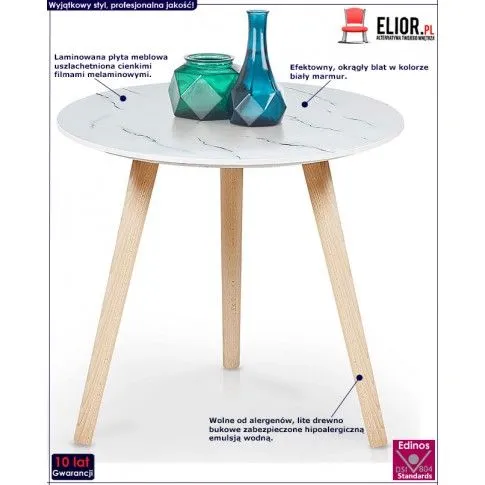 Fotografia Drewniana ława Edis - biały marmur z kategorii Ławy i stoliki