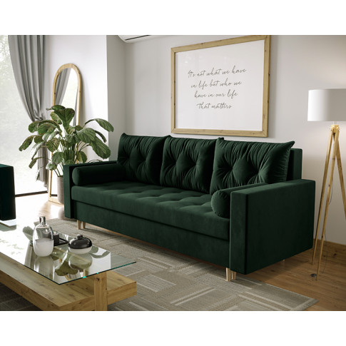 Wizualizacja aranżacji z zieloną sofą Gemma