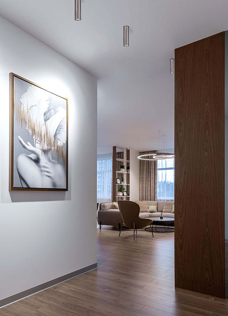 Chromowana lampa sufitowa słupek do salonu i sypialni S970-Mokka