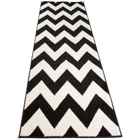 czarno biały chodnik dywanowy zygzak masero 4x