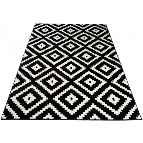 czarno biały dywan w prosty marokański wzór mistic 9x