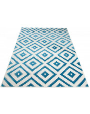 Biały dywan w niebieski wzór do salonu - Mistic 9X w sklepie Edinos.pl
