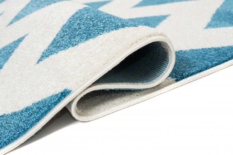 Niebieski dywan pokojowy zygzak Maero 10X