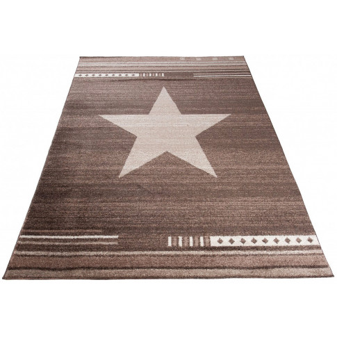 brązowy dywan geometryczny nowoczesny z gwiazda matic
