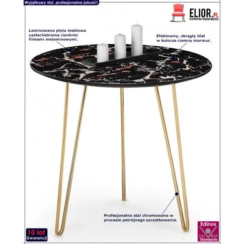 Fotografia Ława Vefo - ciemny marmur + złota z kategorii Ławy i stoliki