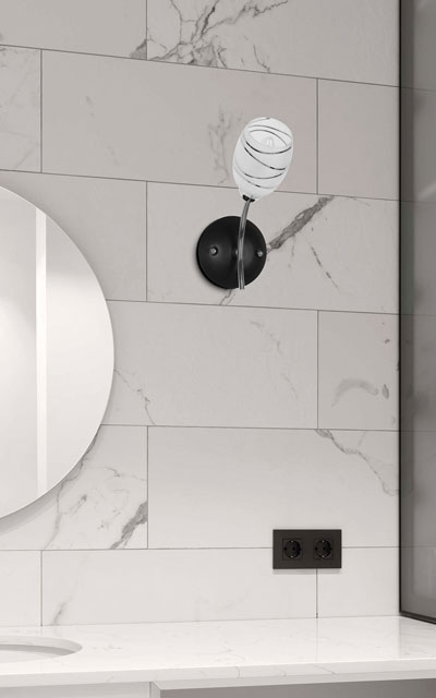 Kinkiet ze szklanym kloszem w paski S979-Gorino