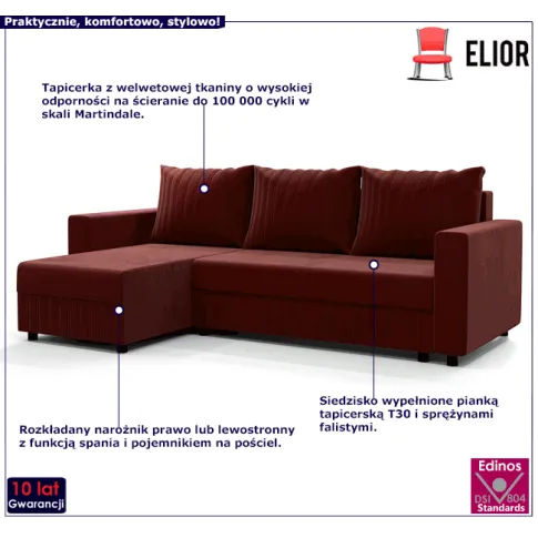 Burgundowy narożnik Farah