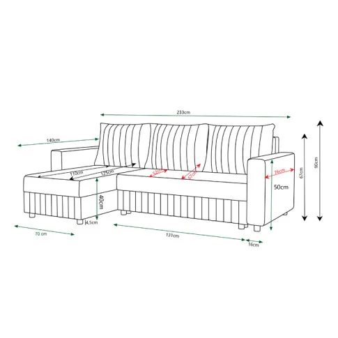 Wymiary sofy narożnej Farah