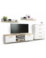 Komplet mebli do salonu biały + dąb artisan - Galileo 5X w sklepie Edinos.pl