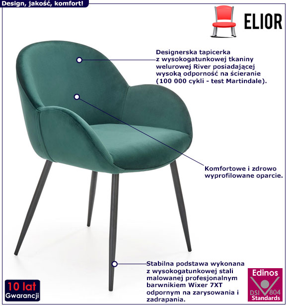 Zielone nowoczesne krzesło do salonu Eprox