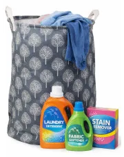 Szary składany kosz na pranie w drzewa - Liki w sklepie Edinos.pl