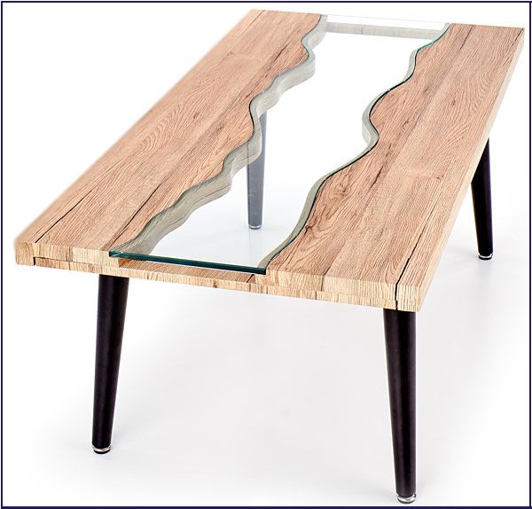 Prostokątna ława szklana do salonu dąb san remo Okis