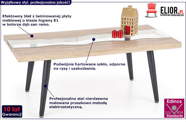 Nowoczesna ława dąb san remo Kalea