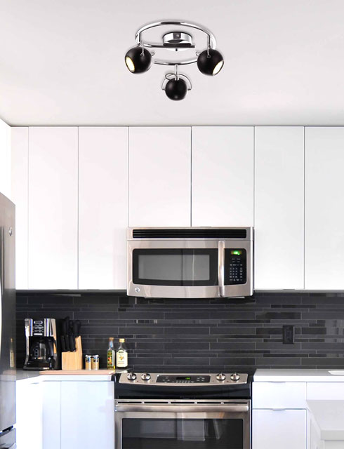 Czarna lampa sufitowa z ruchomymi reflektorkami S983-Tip