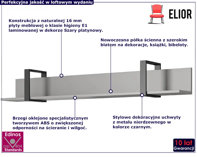 Nowoczesna wisząca półka ścienna Candra 6X