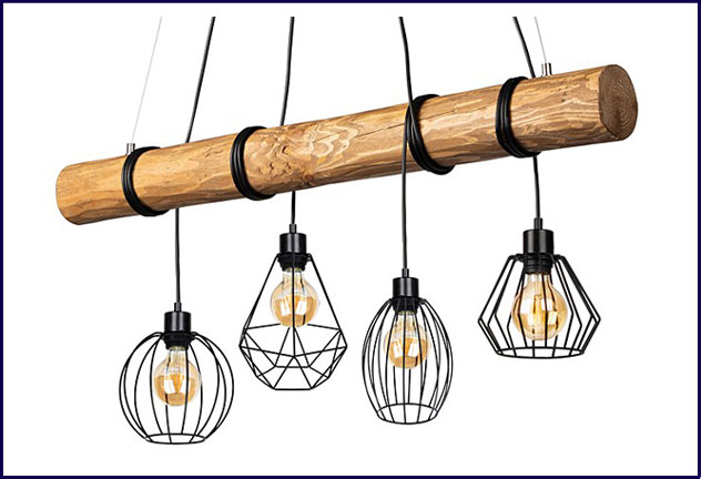 Loftowy żyrandol na belce z drucianymi kloszami A04-Radpa